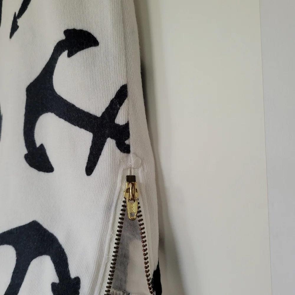 White Dress with Black Anchor Print